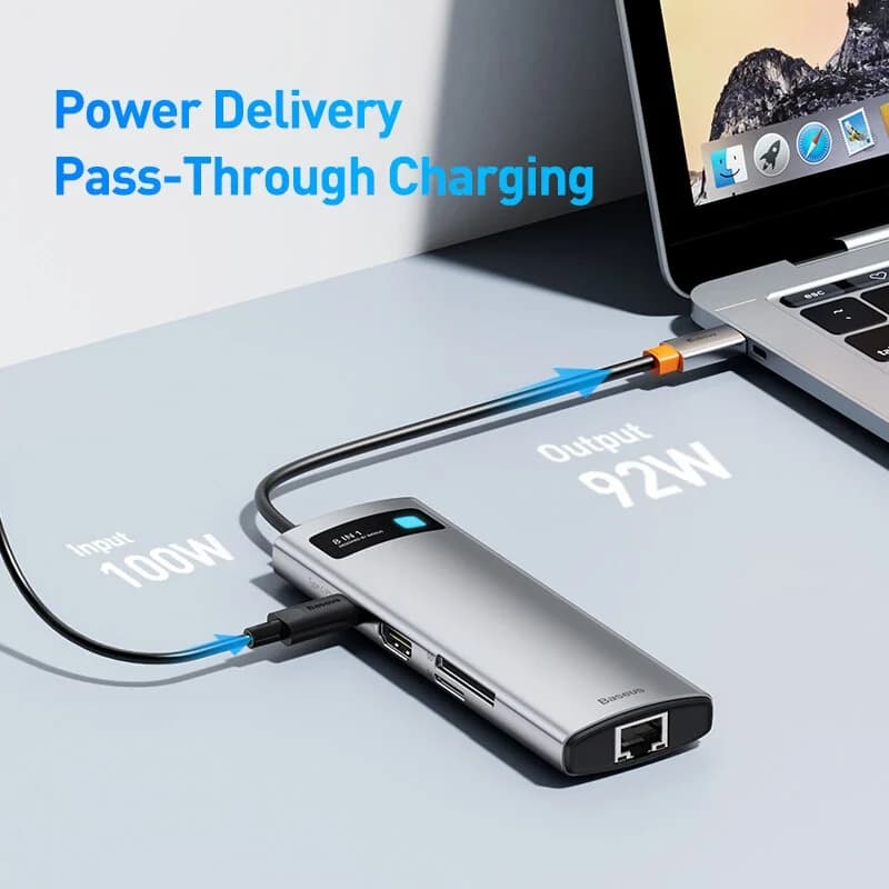 USB-C-hubi, jossa 4K HDMI, Ethernet ja 100W PD